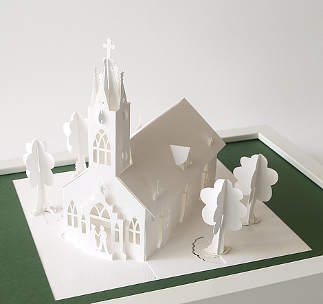 3D church pop-up model from the Advanced Pop-up Models book