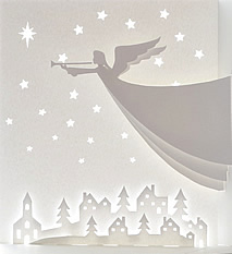 Noel angel pop-up design showcasing festive details