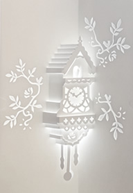 Cuckoo clock pop-up model featured in Exquisite Designs