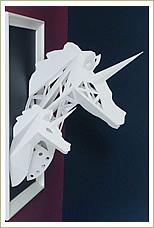 Two unicorn sculptures pop-up model from the Advanced Pop-up Models book