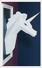 Unicorn sculpture 1 pop-up model from the Advanced Pop-up Models book
