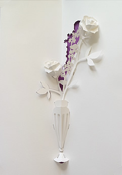 Vase of roses pop-up artwork featured in Floral Enchantment