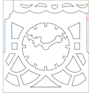 Template of a Pop-up Cuckoo Clock from the Exquisite Designs Book